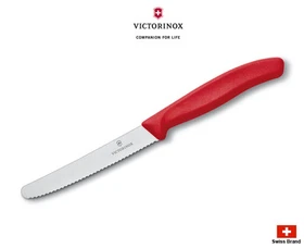 Victorinox Swiss Color Series Classic Tomato Sausage Knife Wavy Edge 