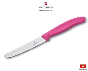 Victorinox Swiss Color Series Classic Tomato Sausage Knife Wavy Edge 