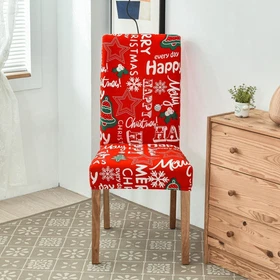 Christmas Chair Covers Elastic Stretch Dining Chair Cover Case for Kitchen Decor