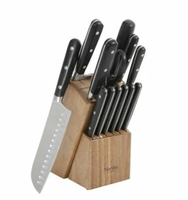 Martha Stewart, 14 Pc - Stainless Steel Cutlery Set w Wood Block  (Choose Color)