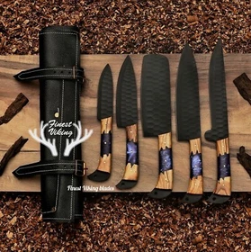 Personalized Handmade Damascus Chef Set Kitchen Knives 5-Set CHRISTMAS GIFT
