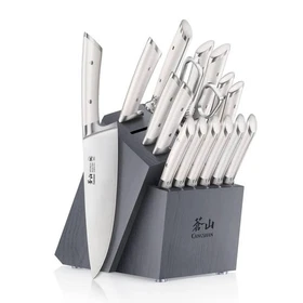 New Cangshan OLYMPUS Series 17-Piece Knife Block Set, German Steel, Wood Block
