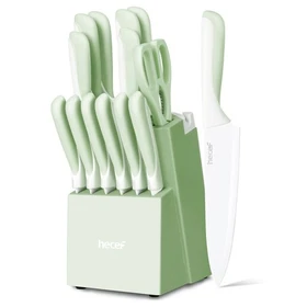 Hecef&reg; Kitchen Knife Set w/ Block Professional stainless steel Sharp Chef knife