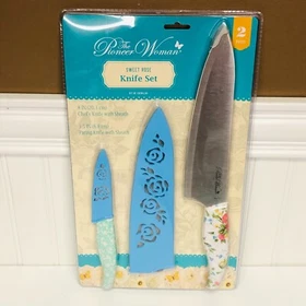Pioneer Woman Chef Knife Set W Sheath Blooming Bouquet Sweet Rose Mazie U Pick