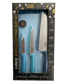 Knife & Cutting Mat Set Thyme & Table 5 Piece  Festive Collection