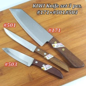KIWI Knives Set 171 172 Classic Wood Handle Butcher Fruit Pairing Thai Knife