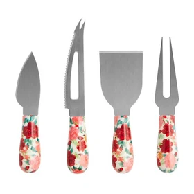 Pioneer Woman Cheese Knife Set Cheerful Rose Heritage Floral Charcuterie Serving