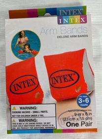 Intex Water Arm Bands Inflatable age 3-6 Deluxe Neon Red, Lil Star Pool Swimming