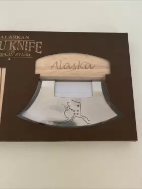 723748047679 ACE Alaskan Ulu Knife Blade Steel Wood Handle #3