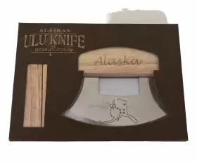 723748047679 ACE Alaskan Ulu Knife Blade Steel Wood Handle