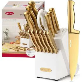 726084359925 ADRINFLY Steel Knife Set Wooden Block