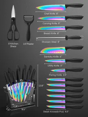 735940865425 AIHEAL Knife Set High Carbon Steel Rainbow #2
