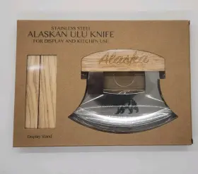 112019500744 ALASKA ULU KNIFE Bear Eskimo Cutlery Wooden