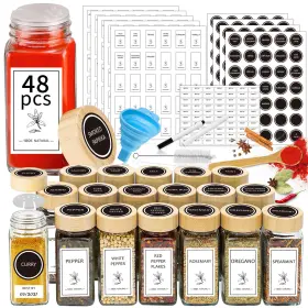 B0B615G2WL ALIGGBENT Glass Spice Jars Lids Labels Shaker