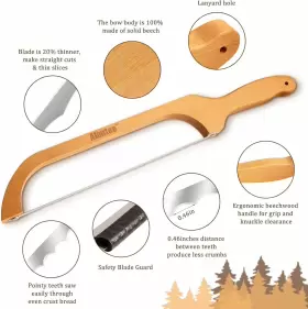 663376549452 ALIMTEE Bread Knife Homemade Wooden Serrated #2