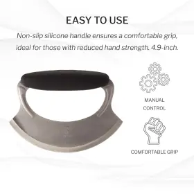 787543802529 AMCO Mezzaluna Silicone Handle Steel Blade Safe #3