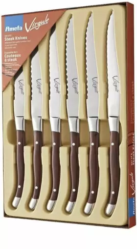 0560BRPE11BR6 AMEFA Virgule Steak Knife Set High Steel
