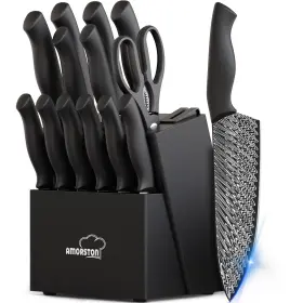 USA66.K15062P-1 AMORSTON Knife Set Kitchen Sharpener Block