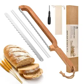 0632556551196 AMROAH Bread Knife Wooden Bow Measuring Scale