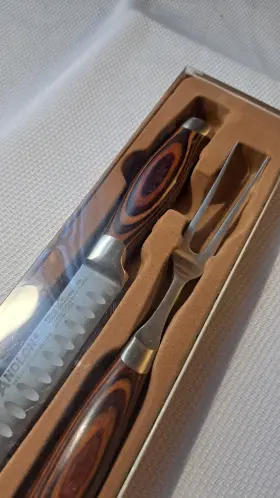 52727 ANOLON Brunello Carving Set Knife Fork Tang Carbon
