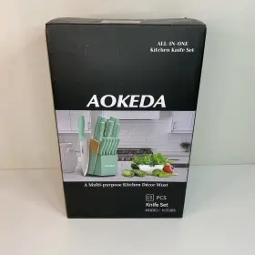 K1536S AOKEDA Forged Carbon Steel Kitchen Knife Set Wooden