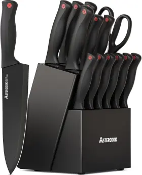 64-11 ASTERCOOK Knife Set Sharpener Block Steel Dish