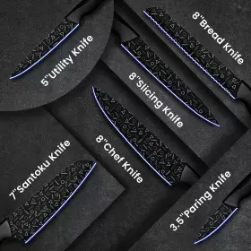 711181424850 ASTERCOOK Knife Set Colorful Geometric Kitchen #2