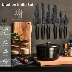 711181424850 ASTERCOOK Knife Set Colorful Geometric Kitchen #3