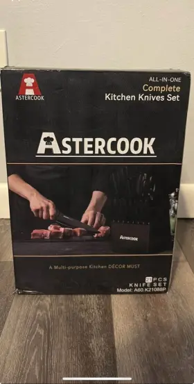 A60.K21023S ASTERCOOK Kitchen Knives Set Sharpening Rod Knife