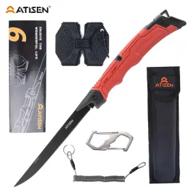 YH001-RED ATISEN Knife Boning Sharpener Lost Cord Clip Boxed