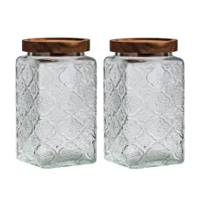 B0C9MS9WGV AURFEDES Glass Storage Jar Wooden Lid Kitchen
