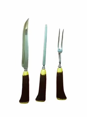 00001 B. THOMAS CO Sheffield Carving Set Bakelite Antler