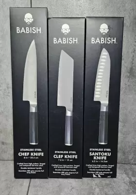 131293.01R BABISH Steel Cutlery Knives Set Chef Clef Santoku