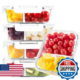 B0F66219JV BAYZZ Pack Glass Meal Containers Compartments Cont