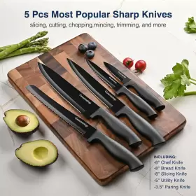 GMTKT12 BEST CUTE SHOP Kitchen Knife Set Block Sharp Wood #3
