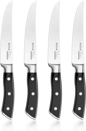 705353737510 BEZIA Steak Knives Set Sharp Serrated Knife