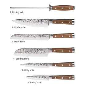 656664597419 BGT High Damascus Steel Knives Sharp Teak Handle #2