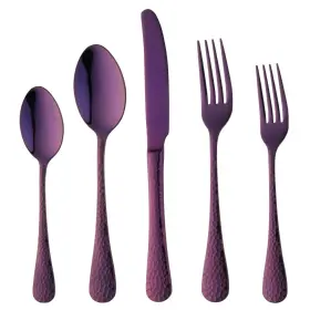 B07GXFWQMH BISDA Silverware Set Steel Hammered Kitc