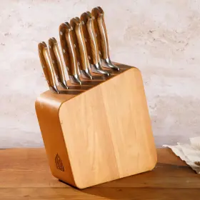 085081587077 BLOOMHOUSE Italian Wood Knife Block Set Forged #2