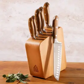 085081587077 BLOOMHOUSE Italian Wood Knife Block Set Forged #3