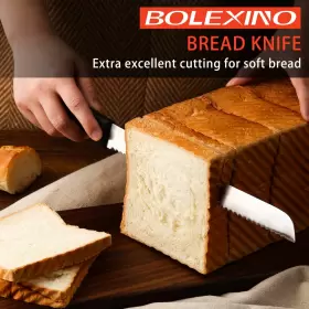 639510457150 BOLEXINO Serrated Bread Knife Homemade Steel #2