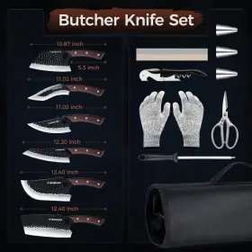 13PCS BOMASS Butcher Knife Set Meat Cutting Roll Bag High Kit #2