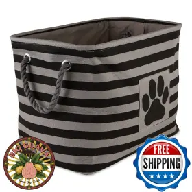 B08QLHSBCG BONE DRY Pet Storage Striped Paw Patch Rectangle