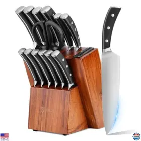 AD04 KITCHEN Jourmet Knife Set Block Sharpener High Carbon