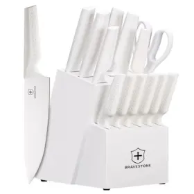 768434235336 BRAVESTONE Knife Block Kitchen Set Sharpening