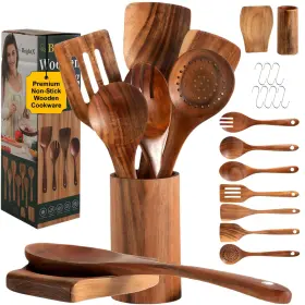 B0DPF1L7Z9 BRIGHTX Kitchen Wooden Cooking Spoons Set Acacia