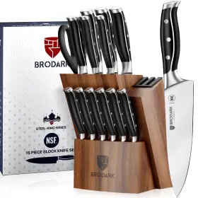 198168025987 BRODARK Kitchen Knife Set Block Tang Chef Wi
