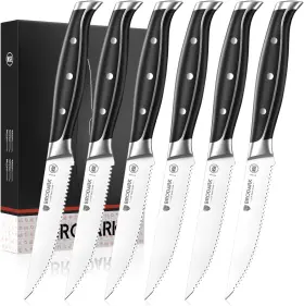 NY10107-6 BRODARK Steak Knives Set Serrated Tang
