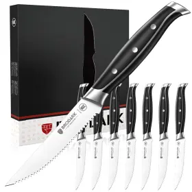 NY10107-8 BRODARK Steak Knives Set Serrated Tang Handle