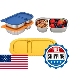 B0FR45M37Q BSTUR Pack Steel Snack Containers Silicone Lids